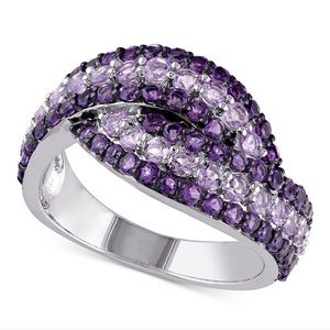 Sterling Silver Amethyst and Rose De France swirl ring size 10 Brand new in Box
